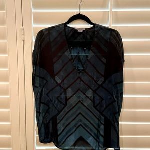 Vince Geometric print Silk blouse Size XS